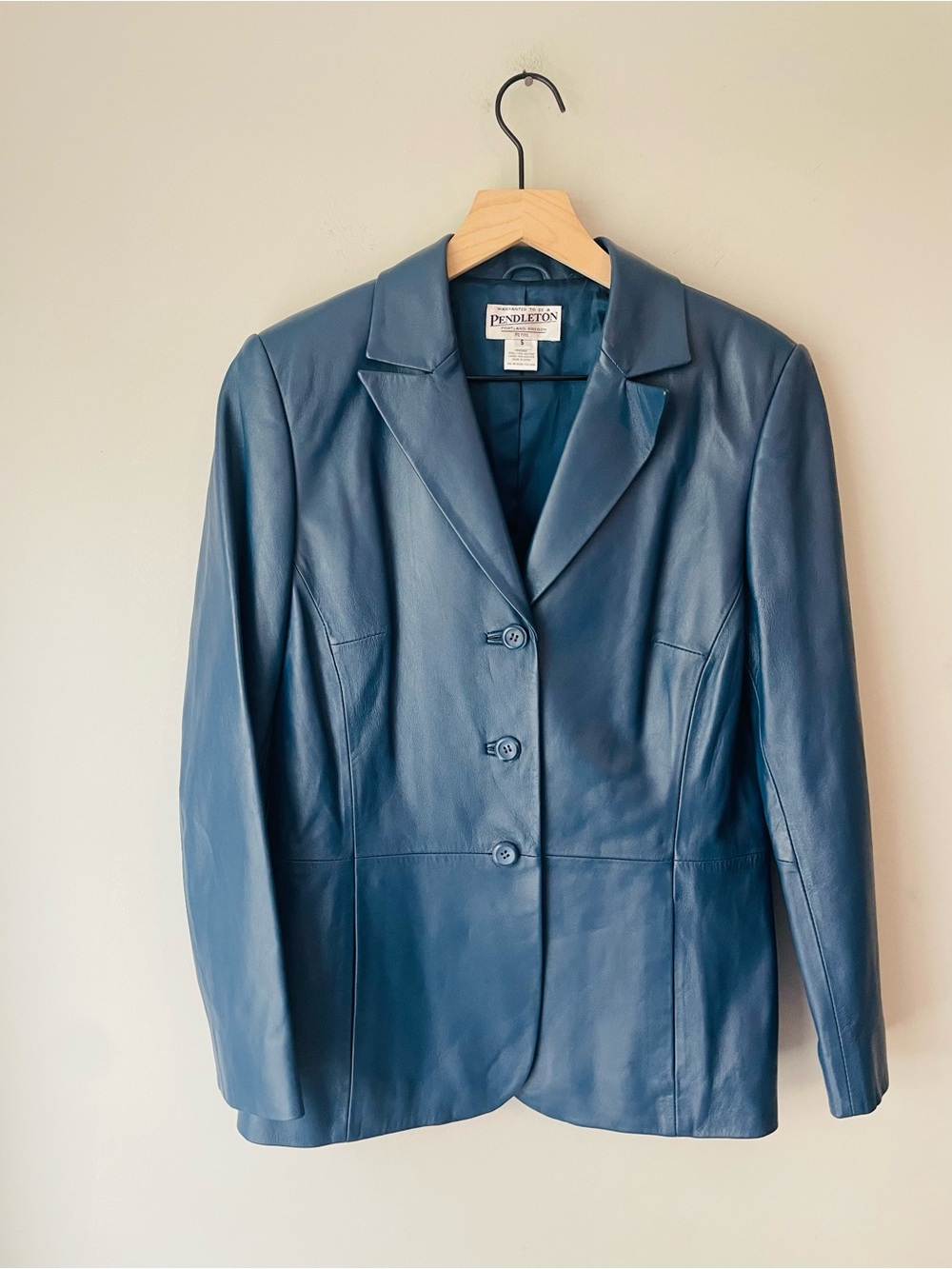 Pendleton Vintage Navy Leather Blazer Jacket